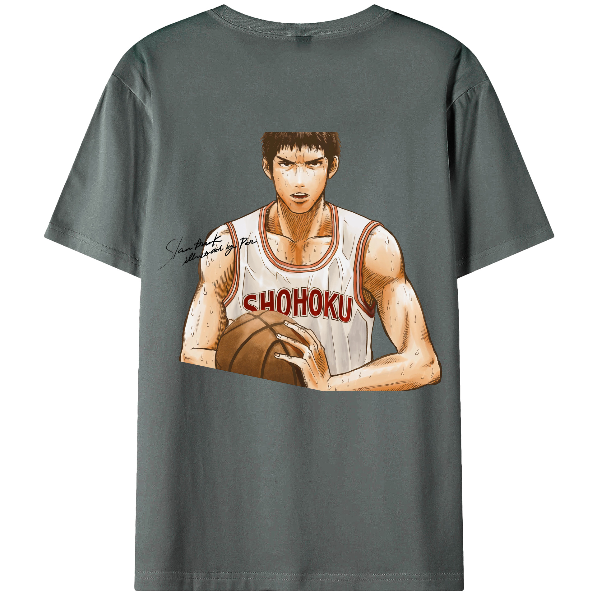 （画像用） SLAM DUNK／スラムダンク 綿100％ メンズ半袖Tシャツ（バックプリント） 通気性